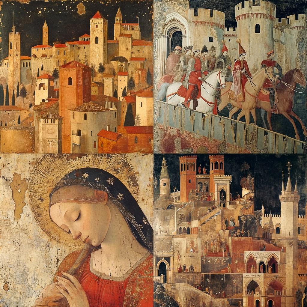 Ambrogio Lorenzetti style, Midjourney V6, render 1 of 4