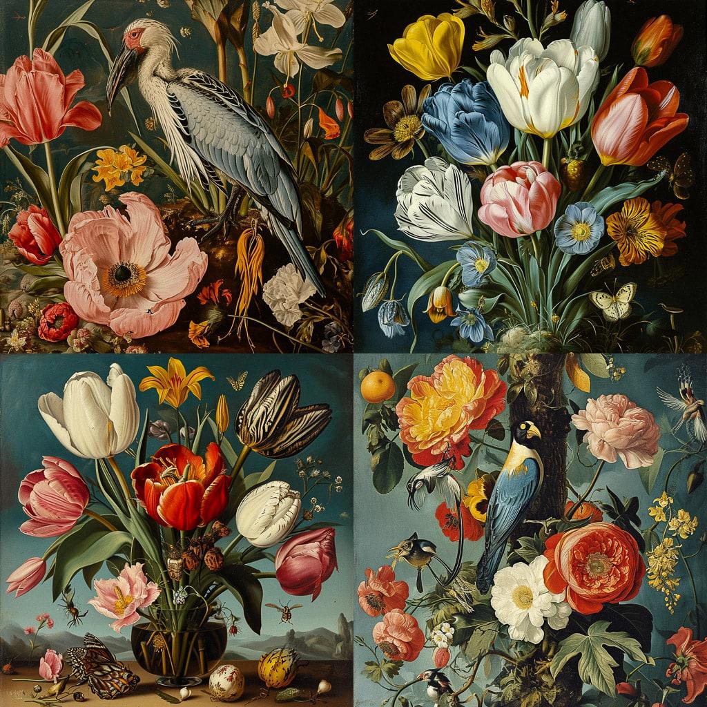 Ambrosius Bosschaert style, Midjourney V6, render 1 of 4