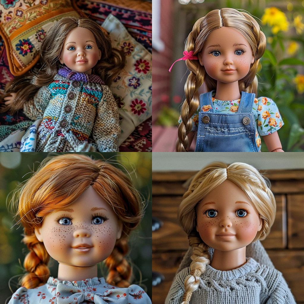American Girl doll style, Midjourney V6, render 1 of 4