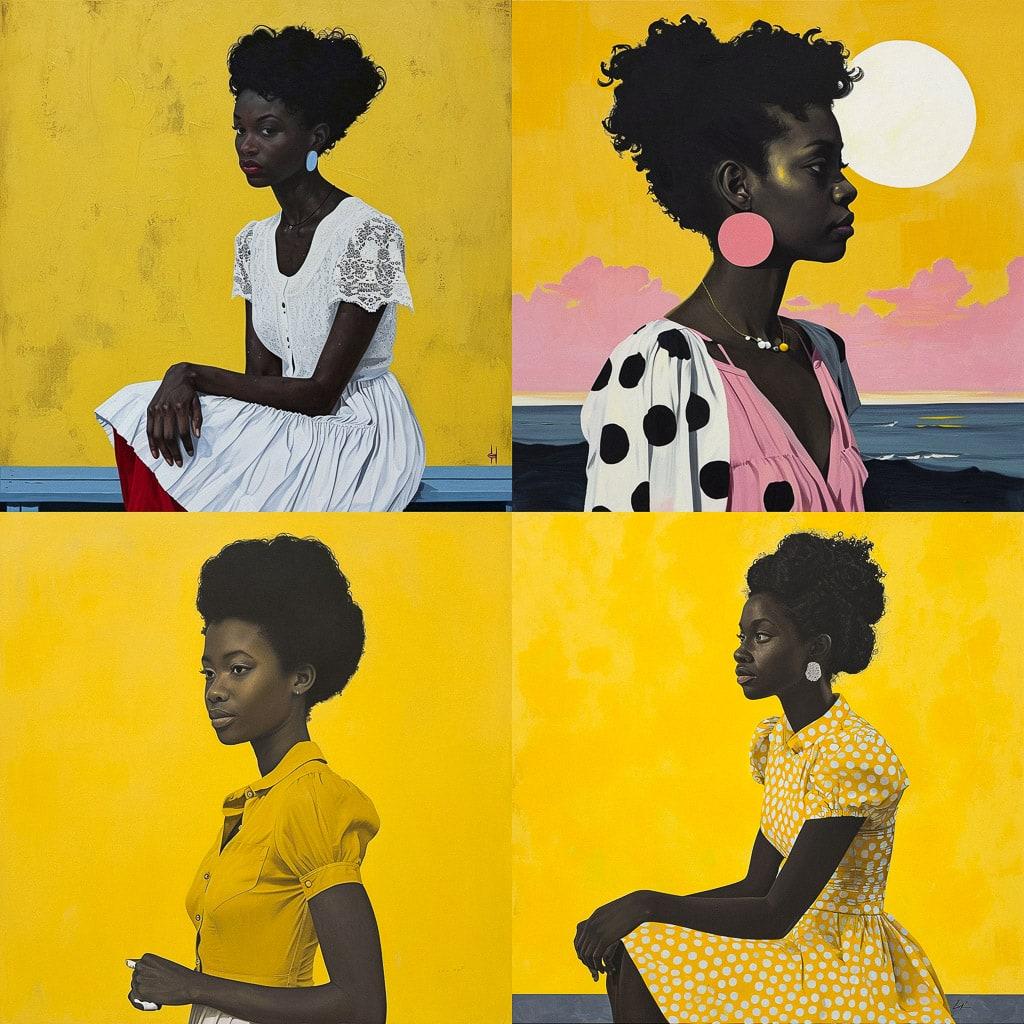 Amy Sherald style, Midjourney V6, render 1 of 4