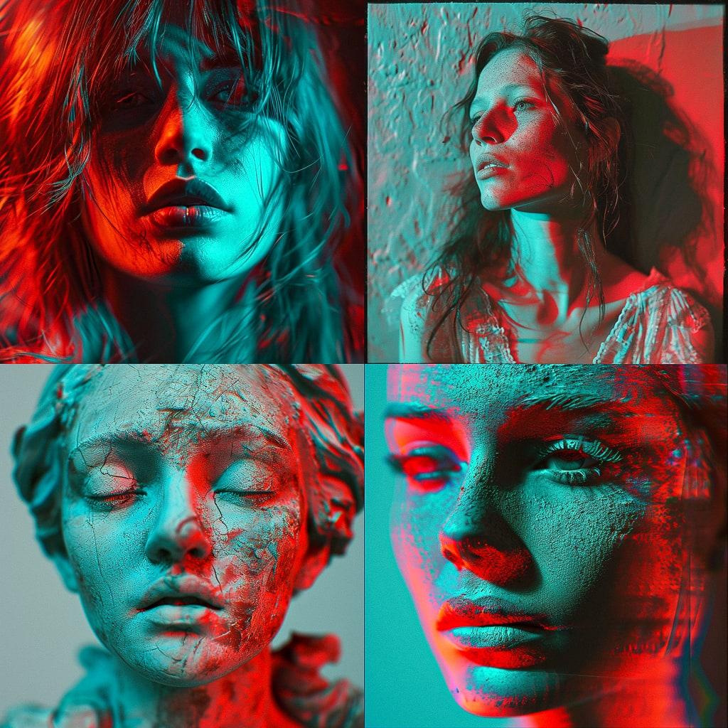 Anaglyph style, Midjourney V6, render 1 of 4