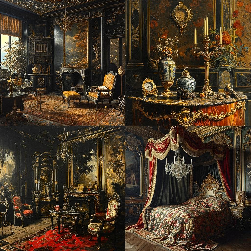 Andre-Charles Boulle style, Midjourney V6, render 1 of 4