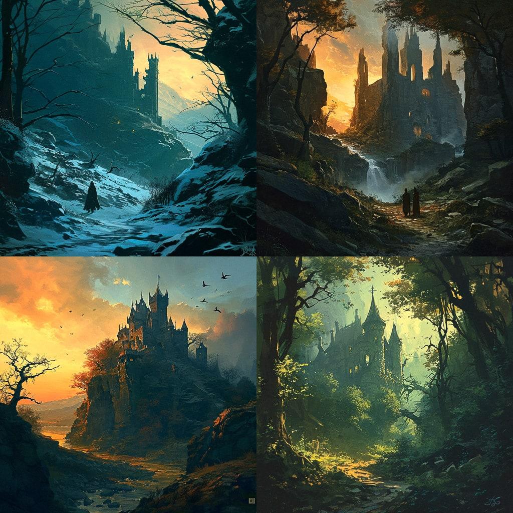 Andreas Rocha style, Midjourney V6, render 1 of 4
