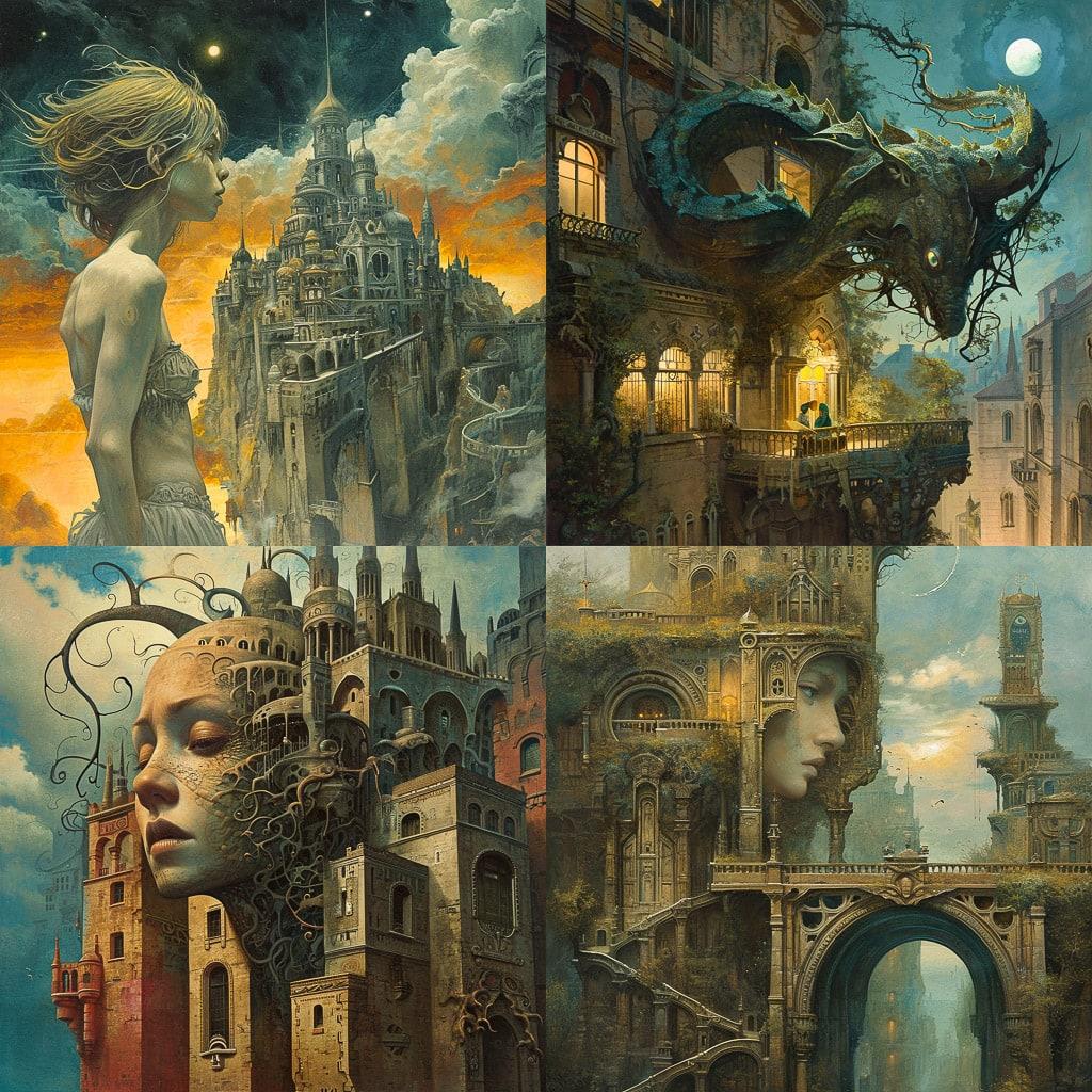 Andrew Ferez style, Midjourney V6, render 1 of 4