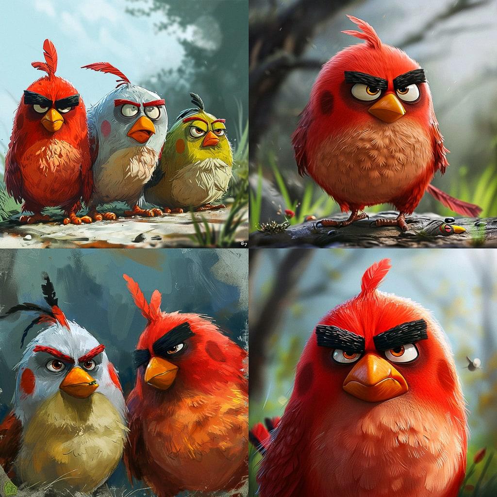 Angry Birds style, Midjourney V6, render 1 of 4