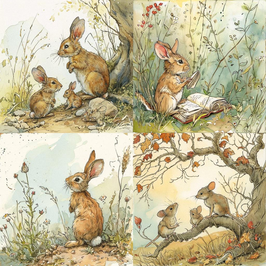 Anita Jeram style, Midjourney V6, render 1 of 4