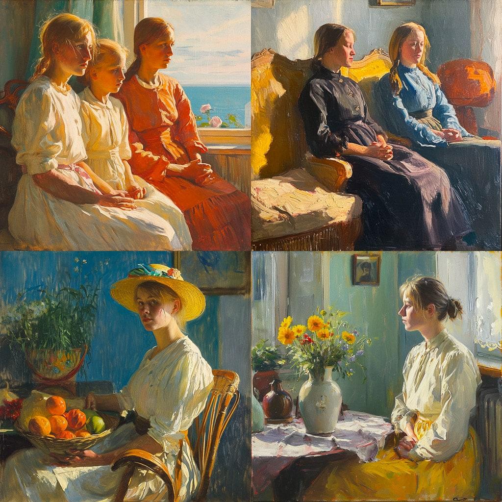Anna Ancher style, Midjourney V6, render 1 of 4