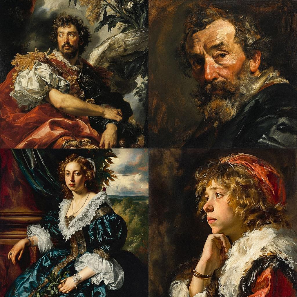 Anthony van Dyck style, Midjourney V6, render 1 of 4