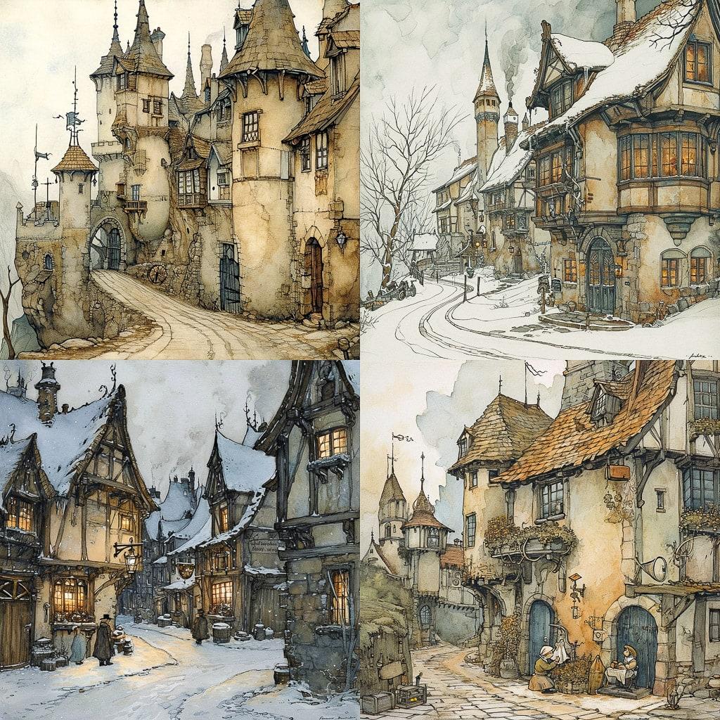 Anton Pieck style, Midjourney V6, render 1 of 4