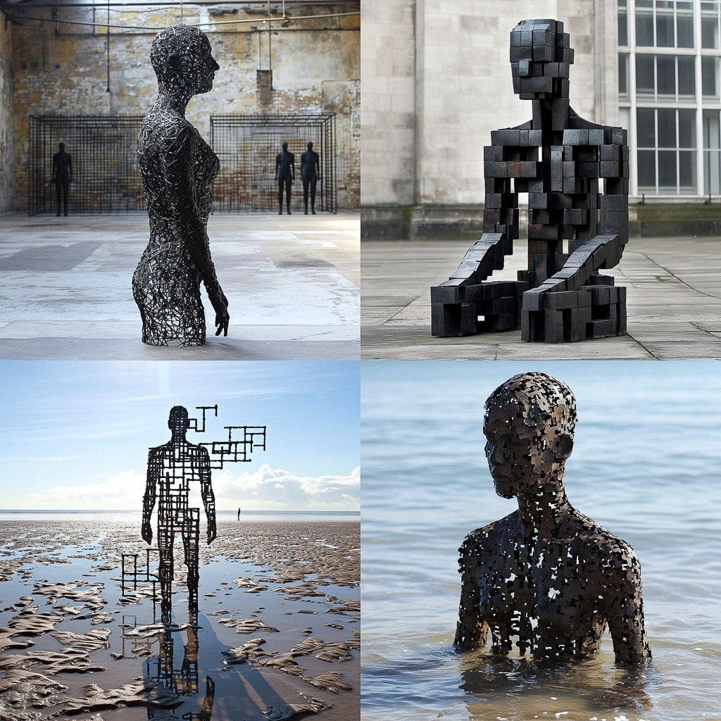 Antony Gormley style, Midjourney V6, render 1 of 4
