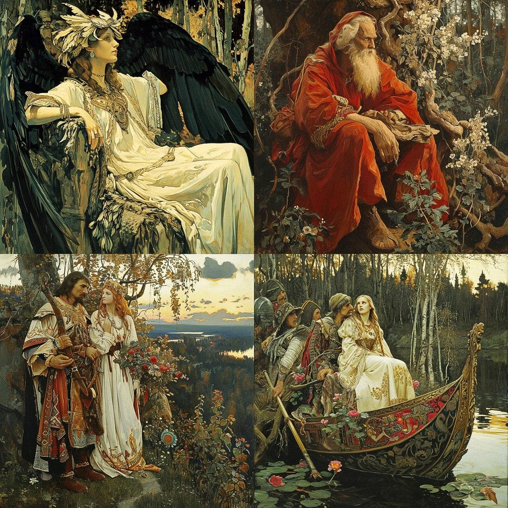 Apollinary Vasnetsov style, Midjourney V6, render 1 of 4