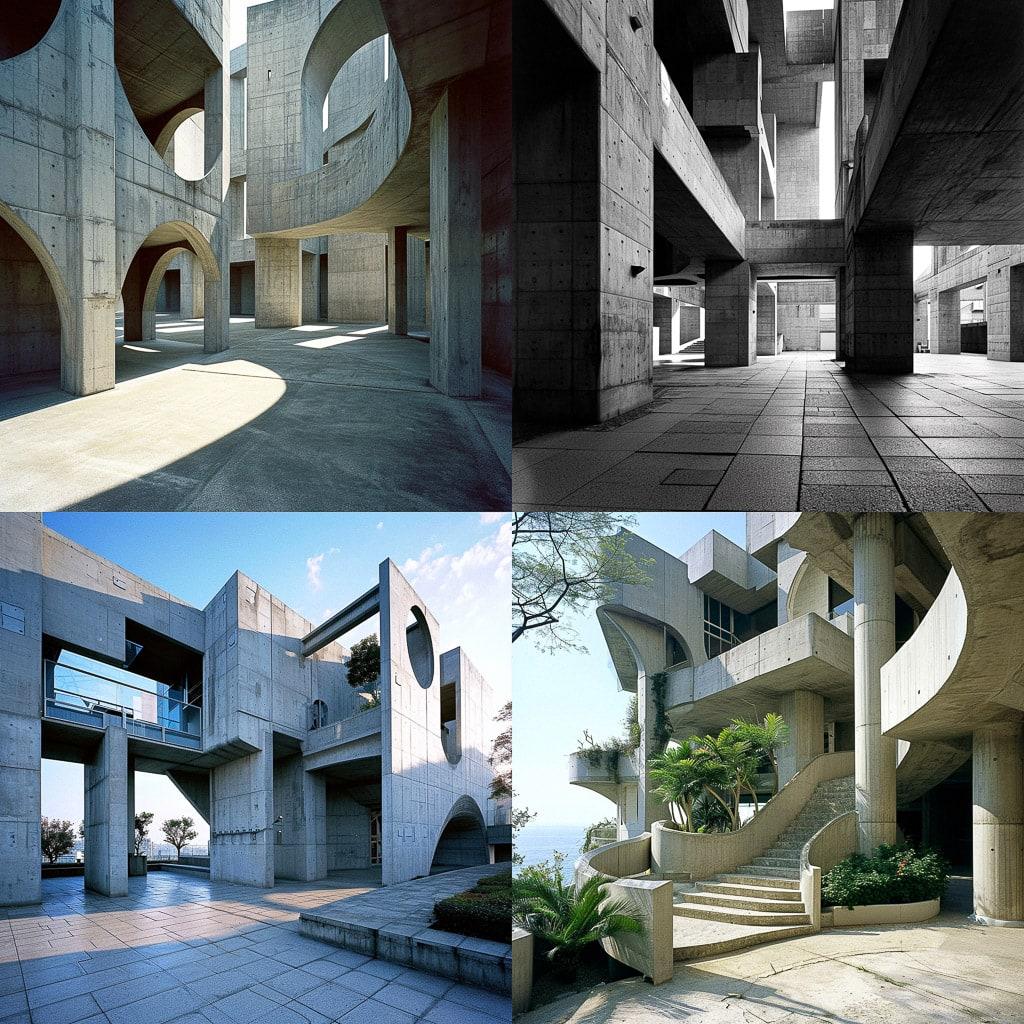 Arata Isozaki style, Midjourney V6, render 1 of 4