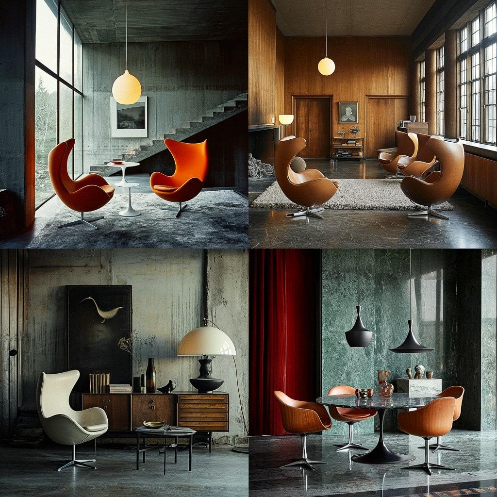 Arne Jacobsen style, Midjourney V6, render 1 of 4