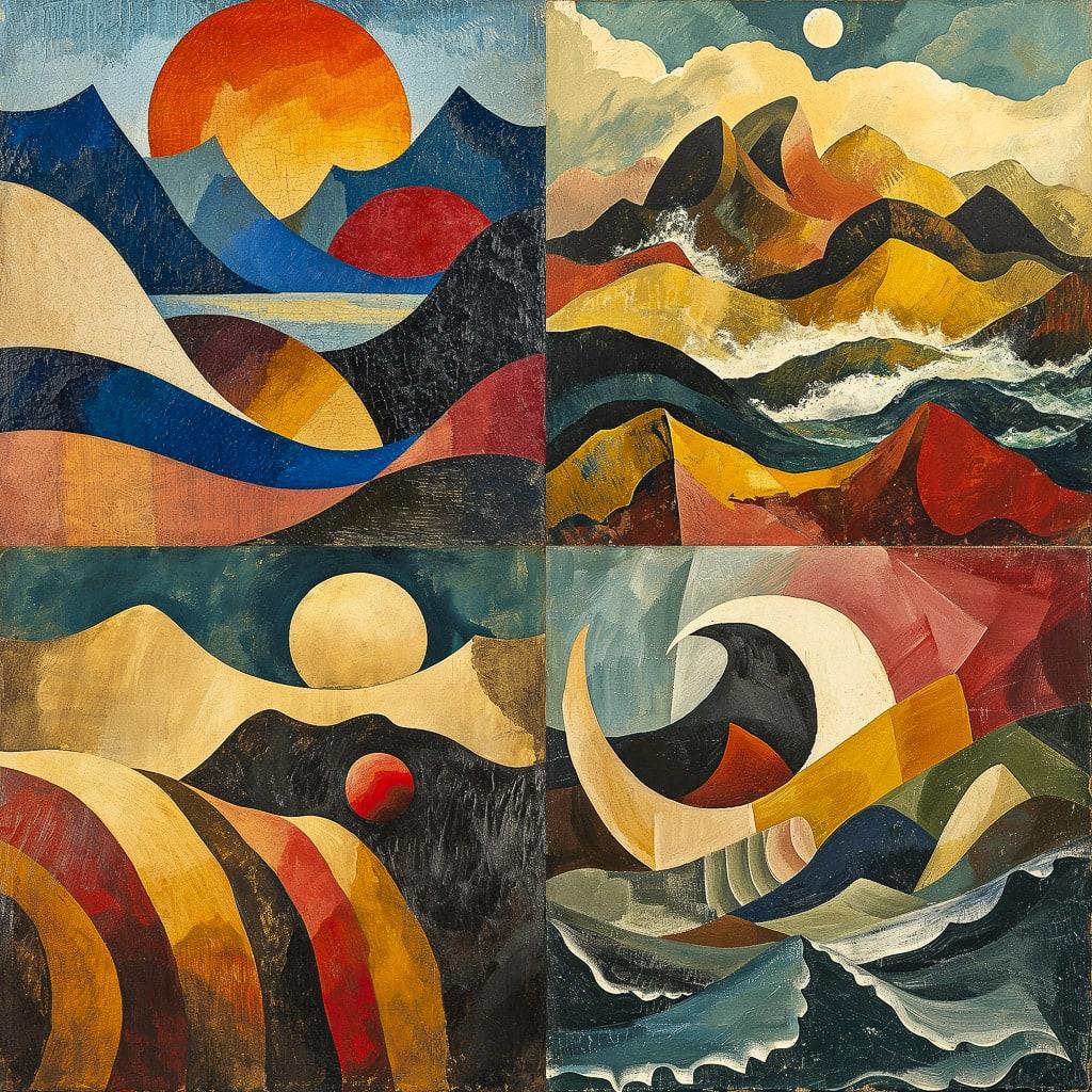 Arthur Dove style, Midjourney V6, render 1 of 4