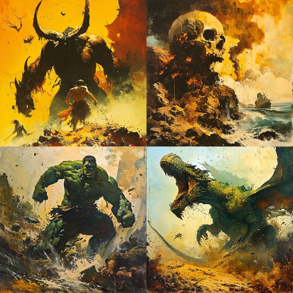 Arthur Suydam style, Midjourney V6, render 1 of 4
