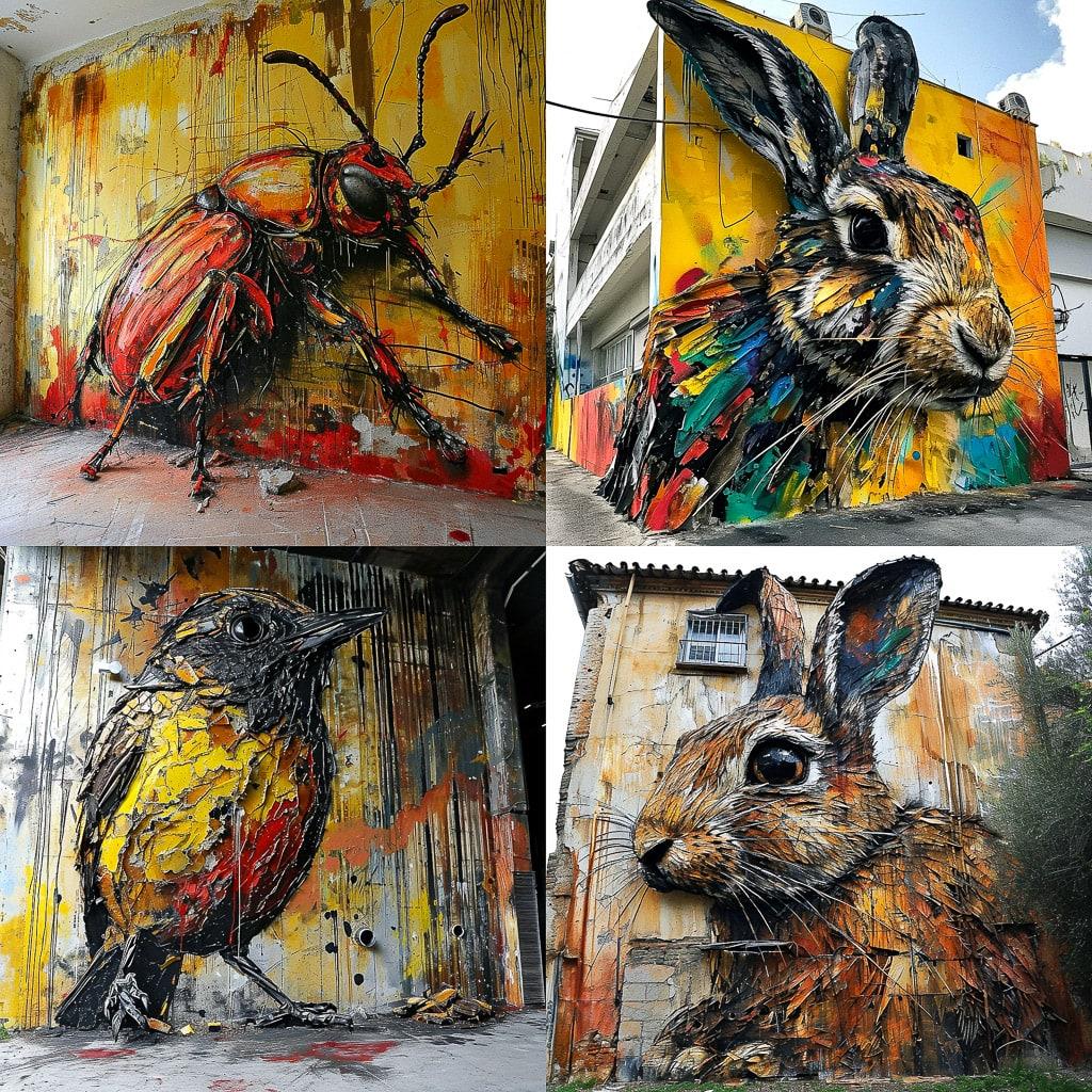Artur Bordalo style, Midjourney V6, render 1 of 4