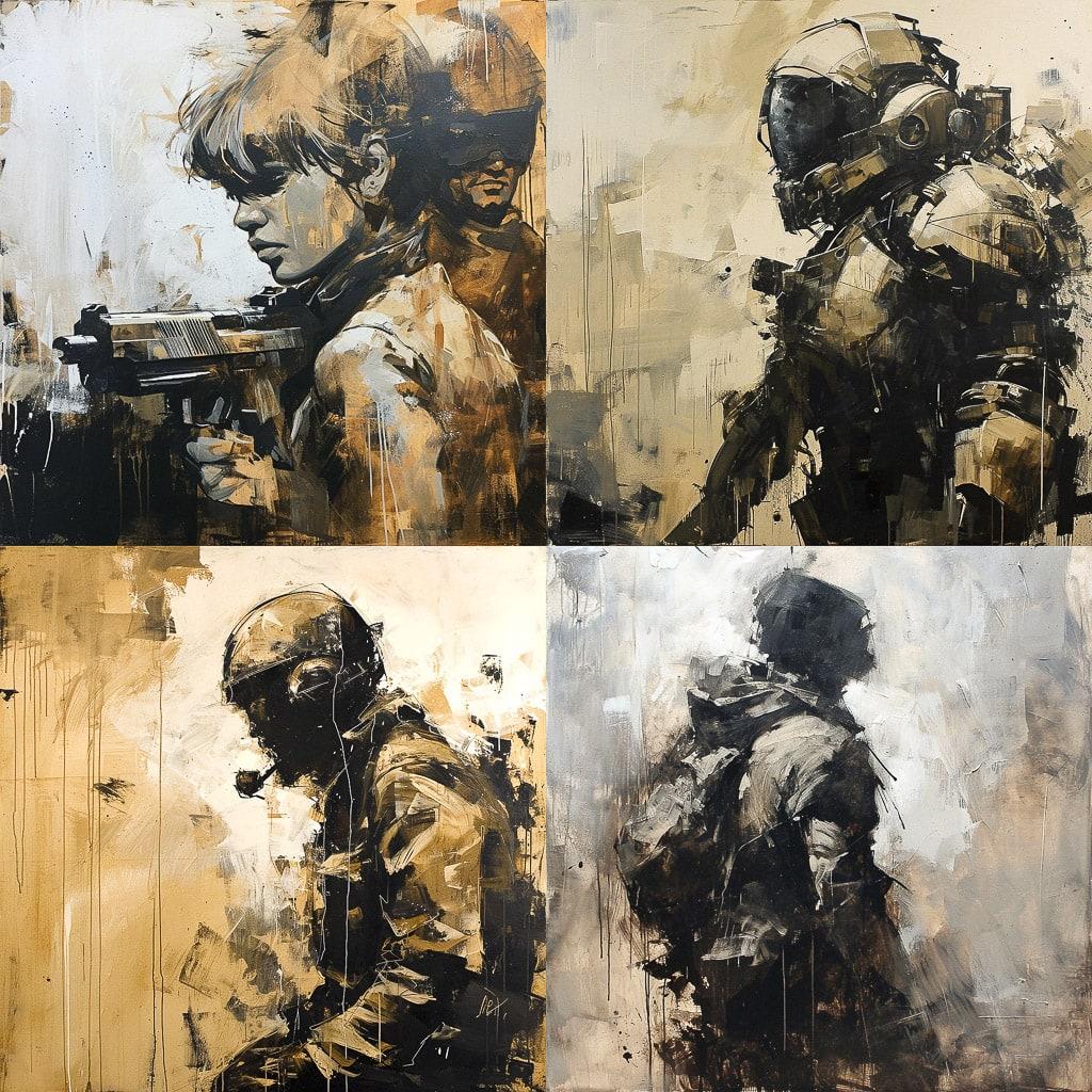 Ashley Wood style, Midjourney V6, render 1 of 4