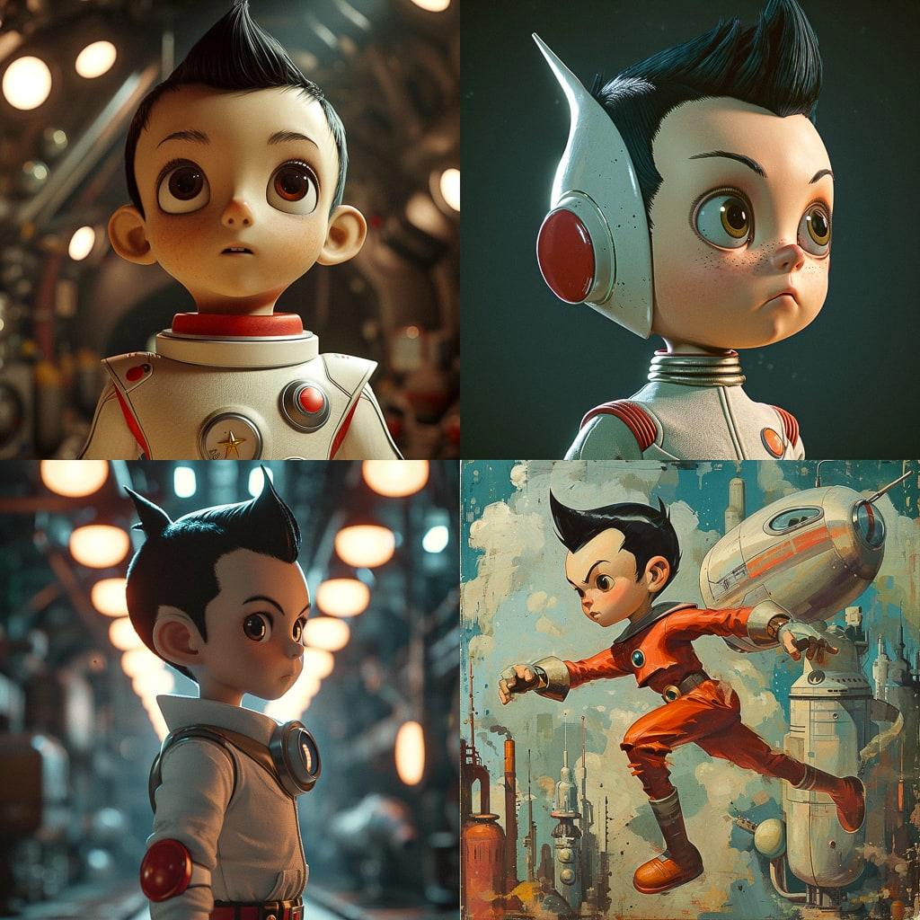 Astro Boy style, Midjourney V6, render 1 of 4
