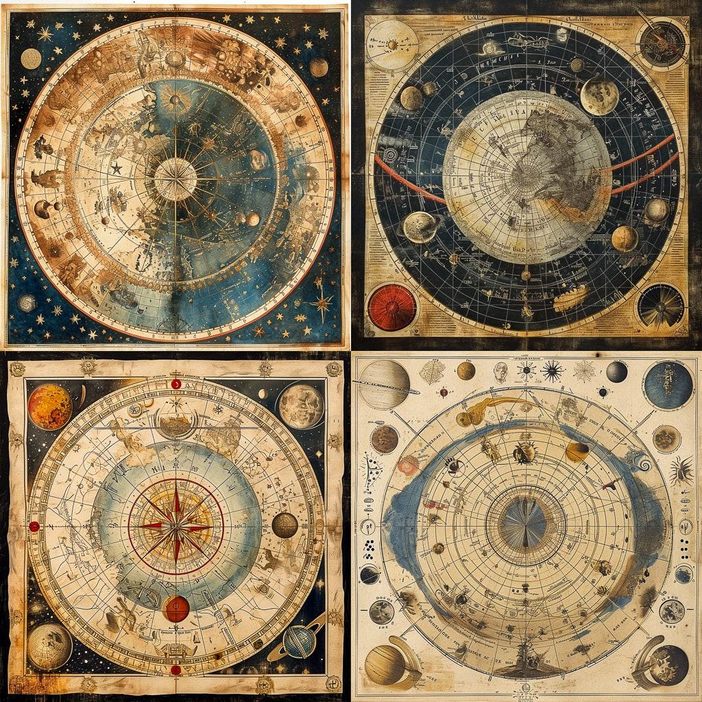 Astronomical chart style, Midjourney V6, render 1 of 4