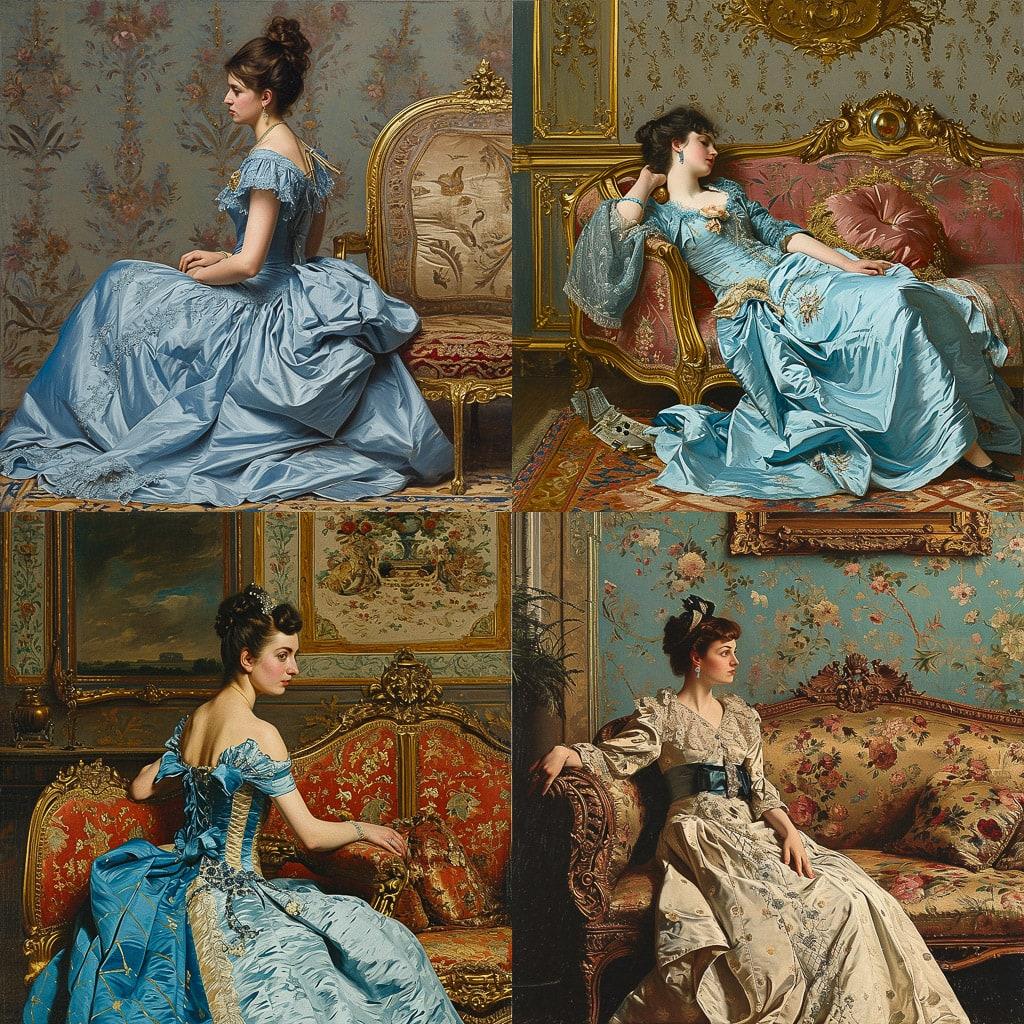 Auguste Toulmouche style, Midjourney V6, render 1 of 4