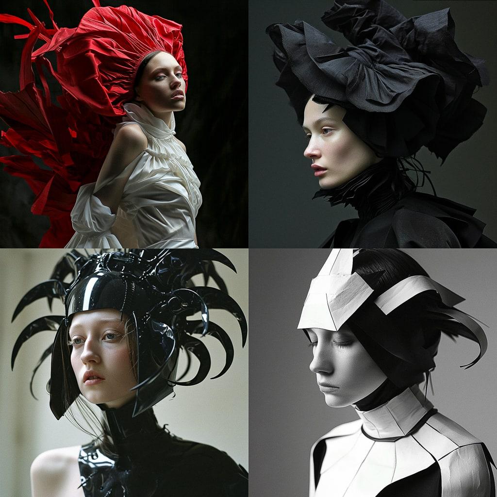 Avant-garde fashion style, Midjourney V6, render 1 of 4