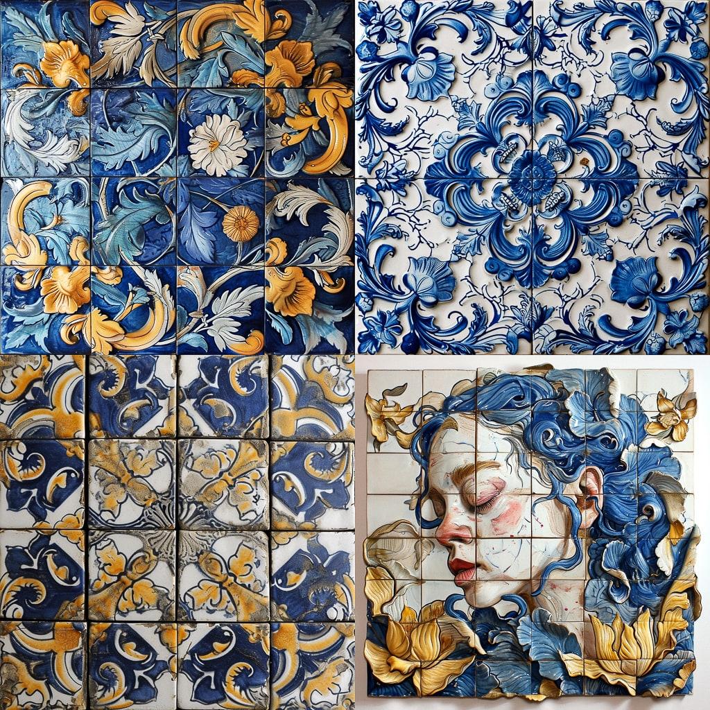 Azulejo style, Midjourney V6, render 1 of 4