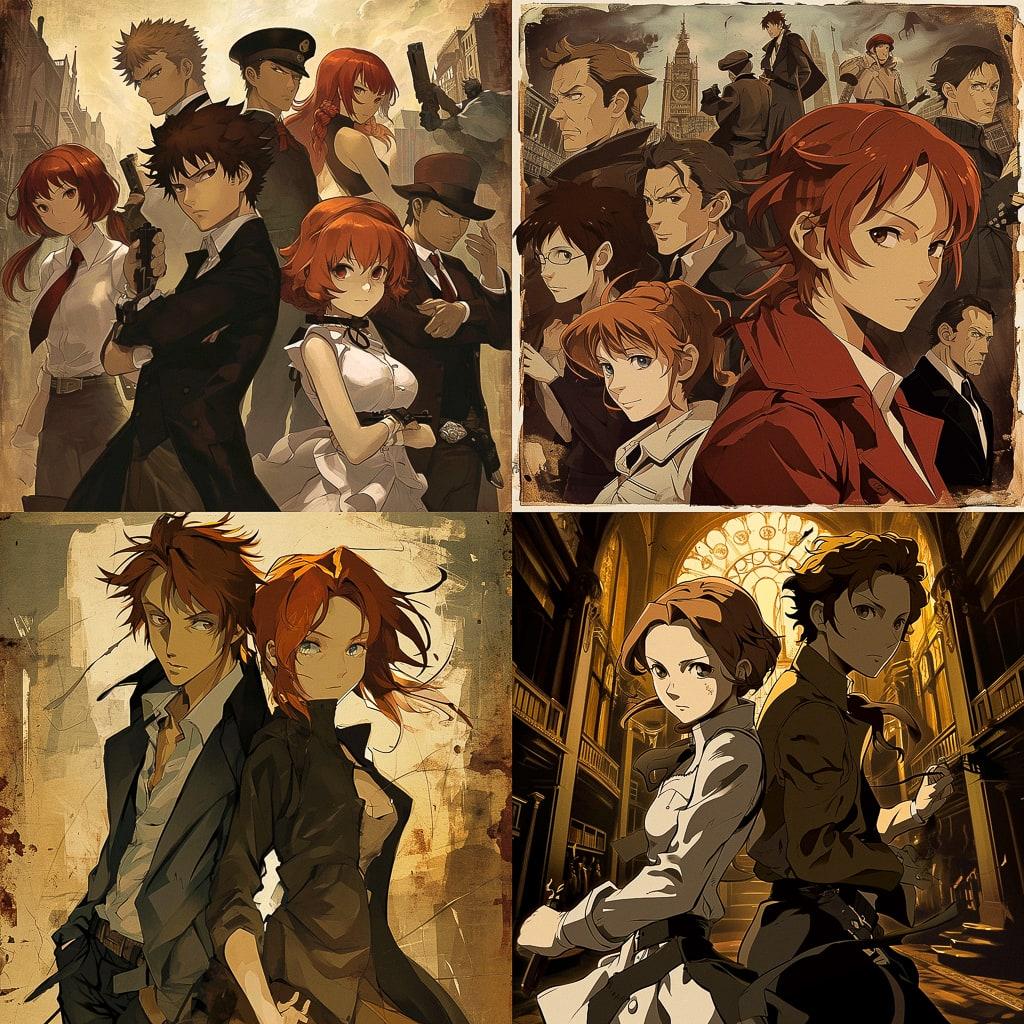 Baccano style, Midjourney V6, render 1 of 4