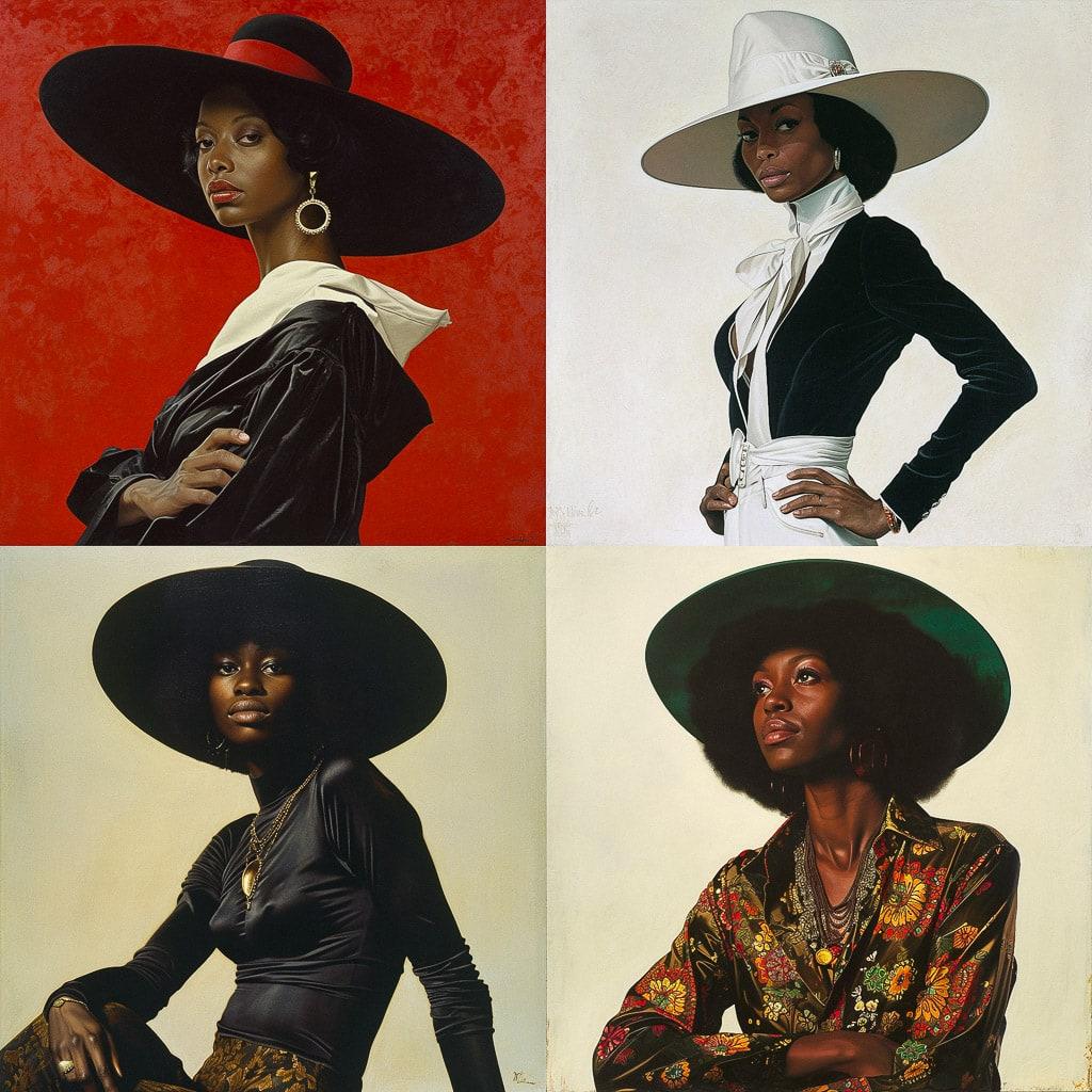 Barkley L. Hendricks style, Midjourney V6, render 1 of 4