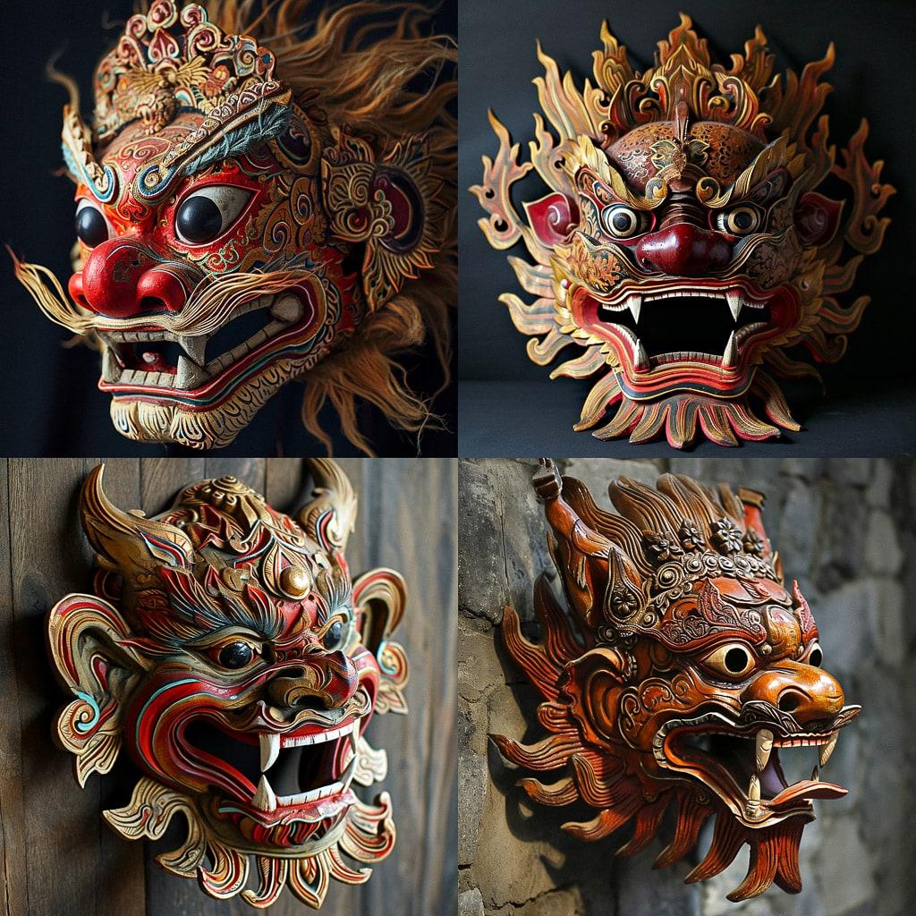Barong mask style, Midjourney V6, render 1 of 4