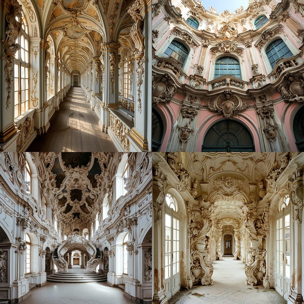 Baroque architecture style, Midjourney V6, render 1 of 4