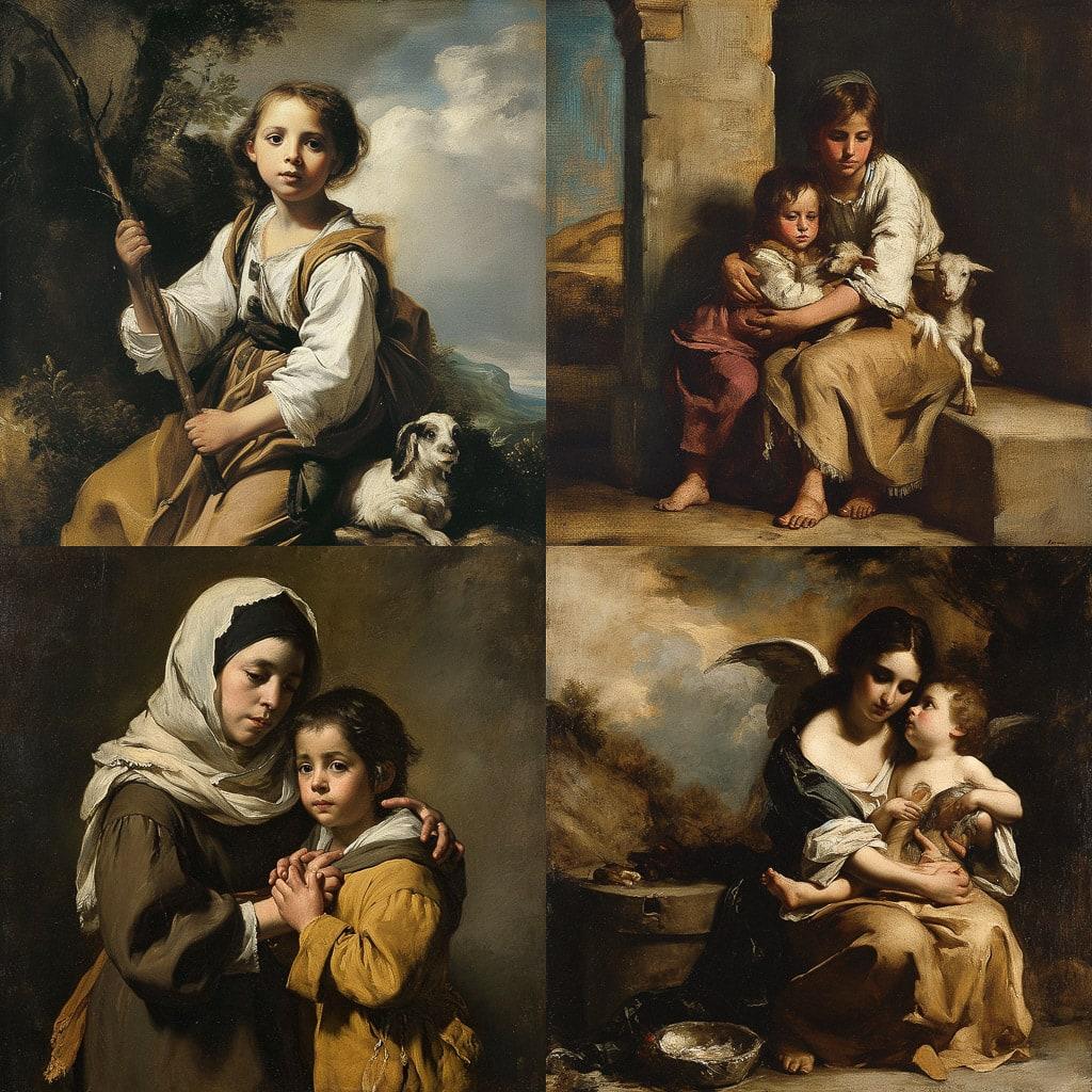 Bartolome Esteban Murillo style, Midjourney V6, render 1 of 4