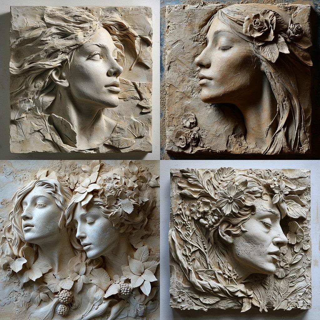 Bas-relief style, Midjourney V6, render 1 of 4