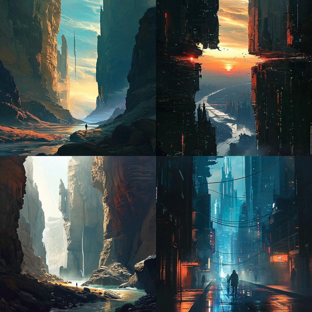 Bastien Grivet style, Midjourney V6, render 1 of 4
