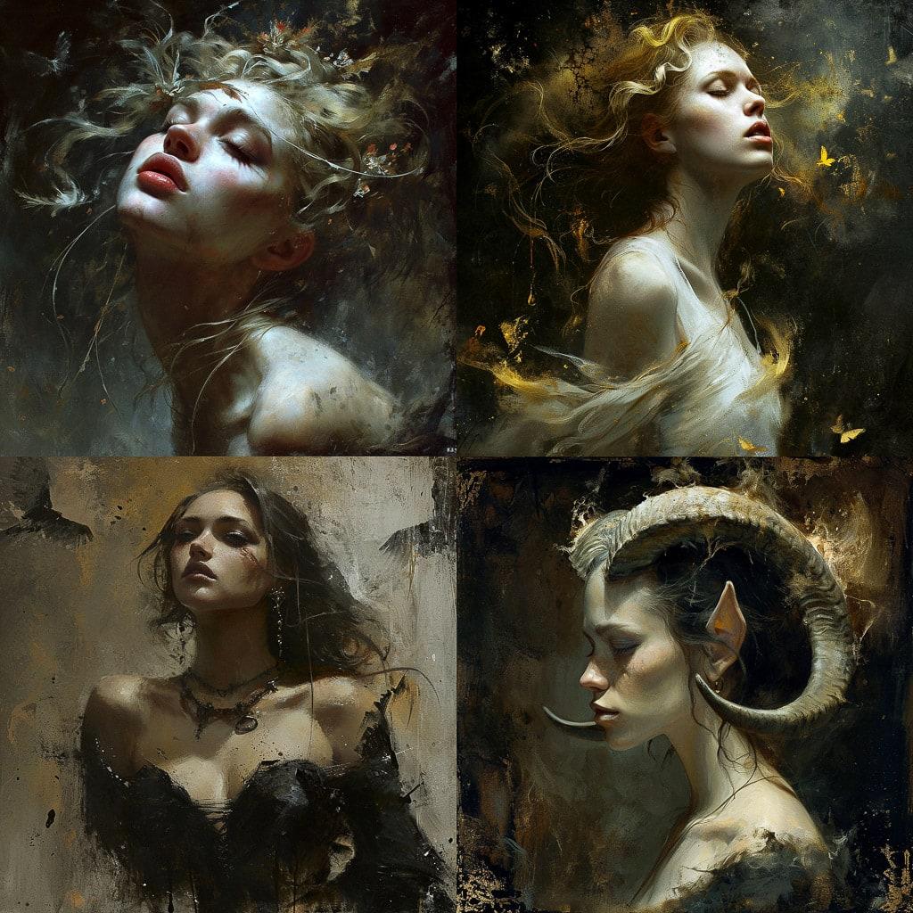 Bastien Lecouffe-Deharme style, Midjourney V6, render 1 of 4
