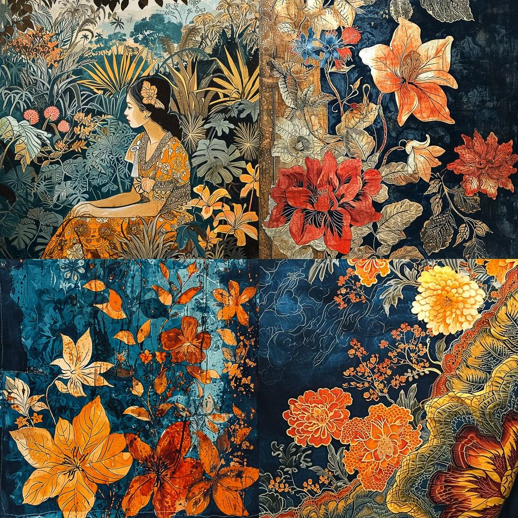 Batik style, Midjourney V6, render 1 of 4
