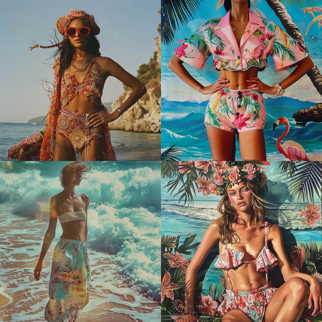 Beachwear fashion style, Midjourney V6, render 1 of 4