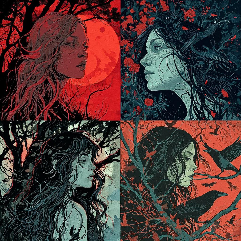 Becky Cloonan style, Midjourney V6, render 1 of 4