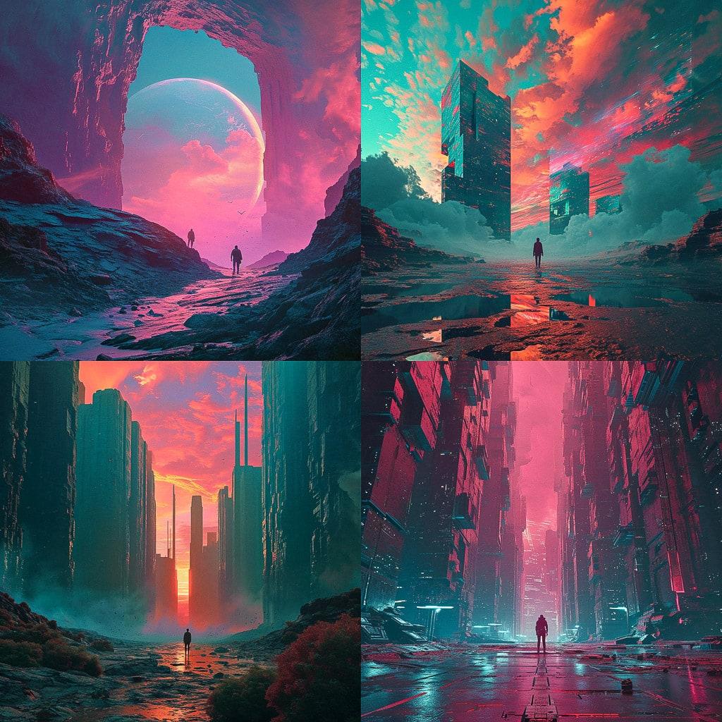 Beeple style, Midjourney V6, render 1 of 4