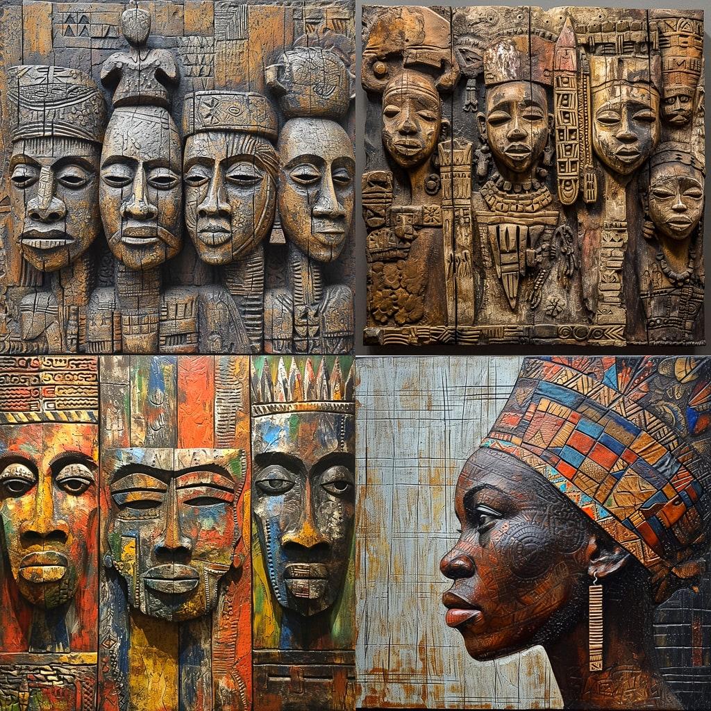 Benin art style, Midjourney V6, render 1 of 4