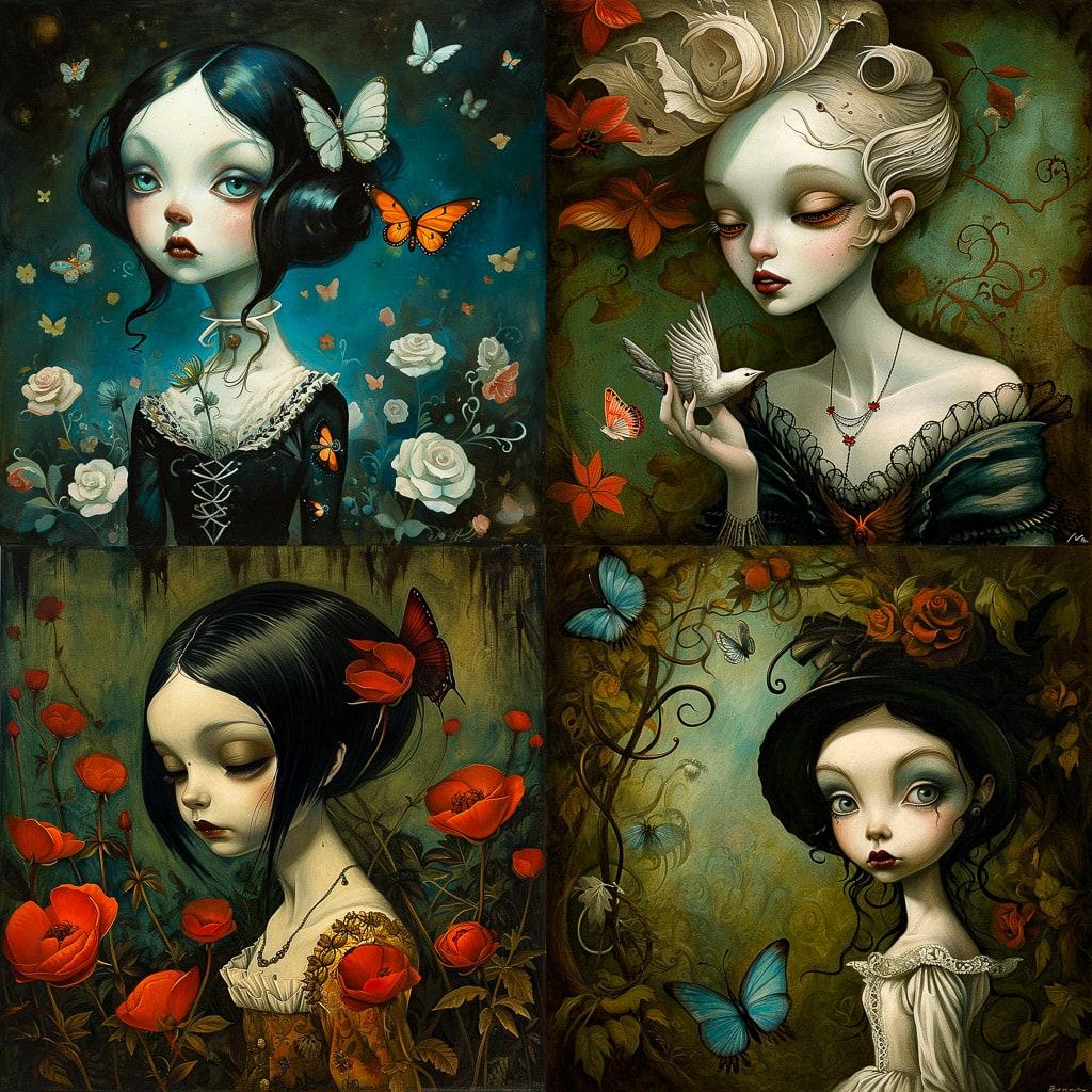 Benjamin Lacombe style, Midjourney V6, render 1 of 4