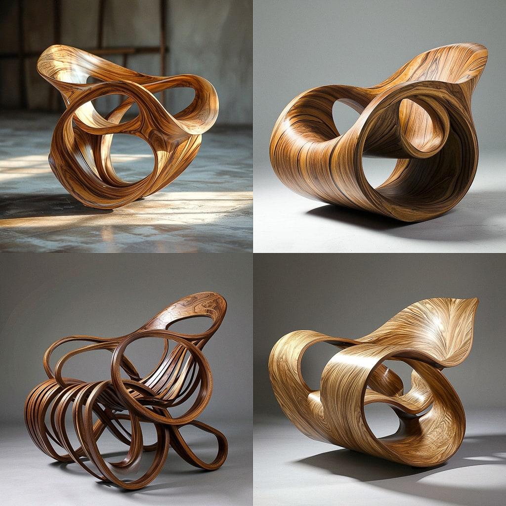Bentwood style, Midjourney V6, render 1 of 4