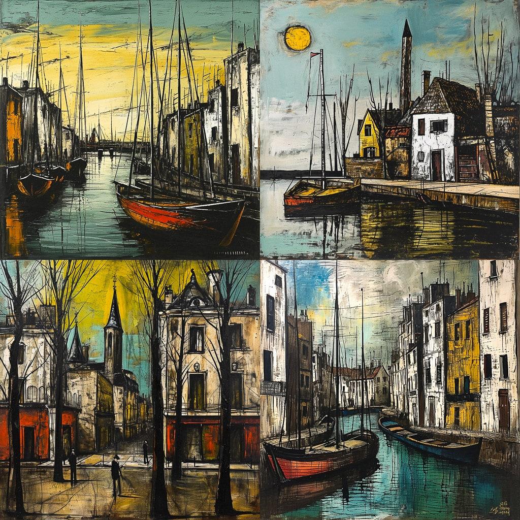 Bernard Buffet style, Midjourney V6, render 1 of 4