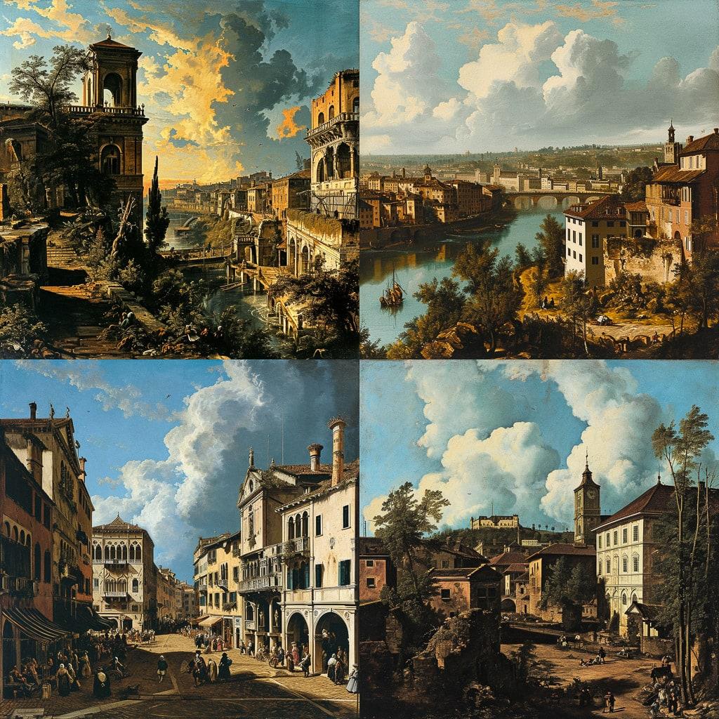 Bernardo Bellotto style, Midjourney V6, render 1 of 4