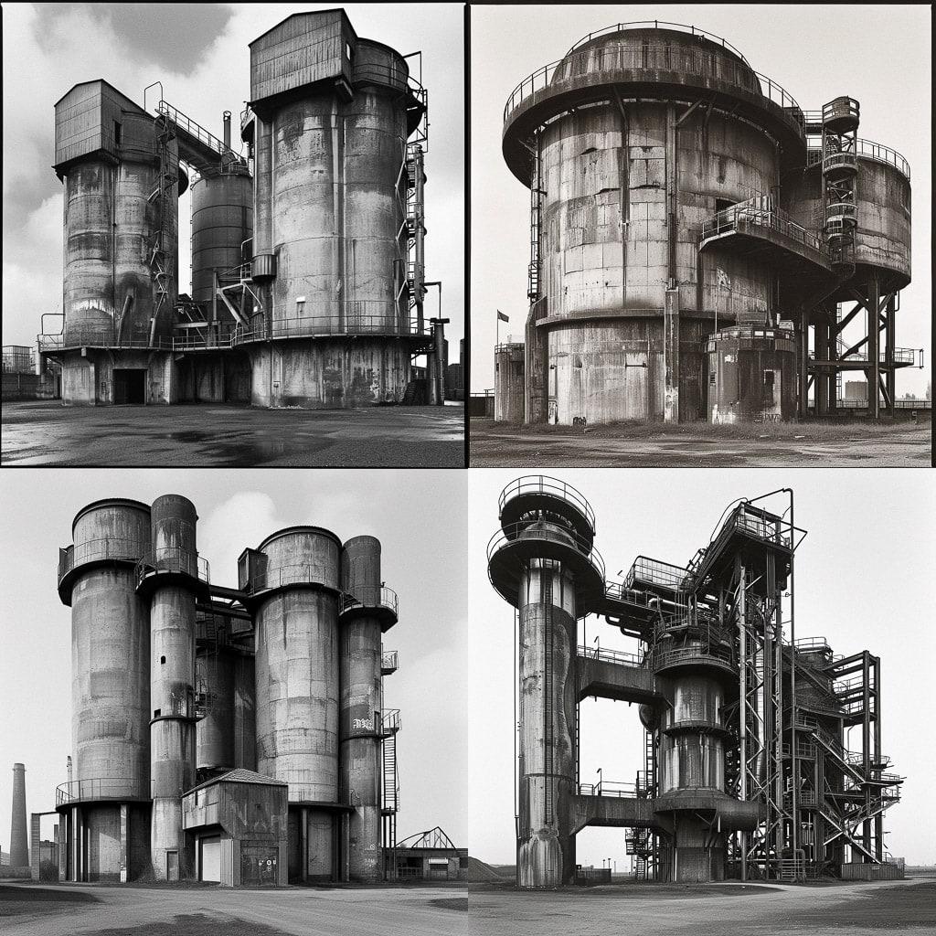 Bernd and Hilla Becher style, Midjourney V6, render 1 of 4
