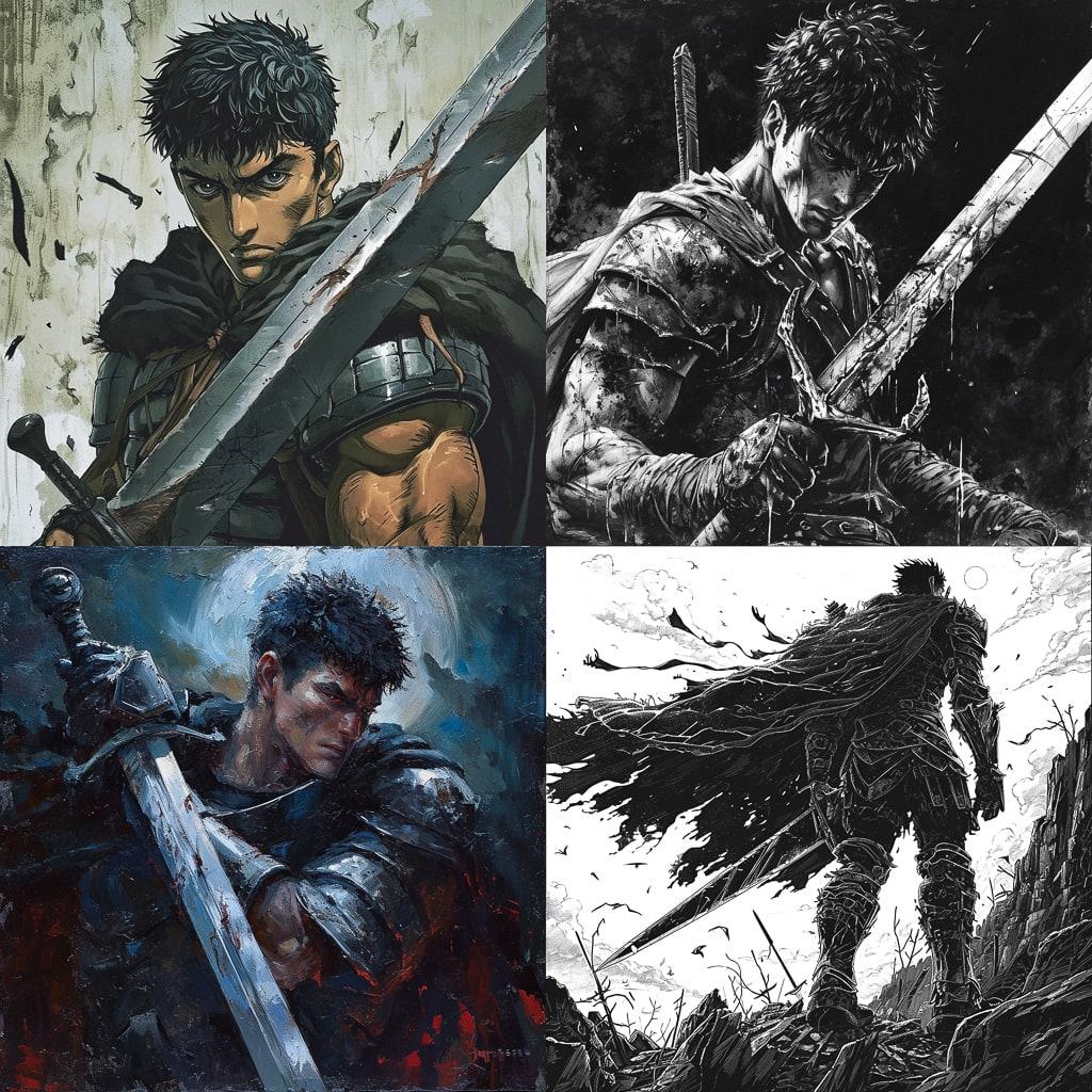 Berserk style, Midjourney V6, render 1 of 4