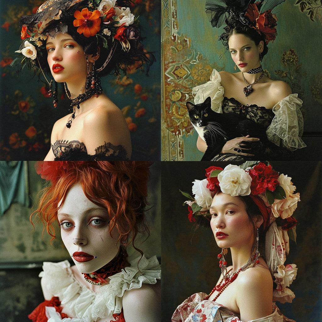 Bettina Rheims style, Midjourney V6, render 1 of 4