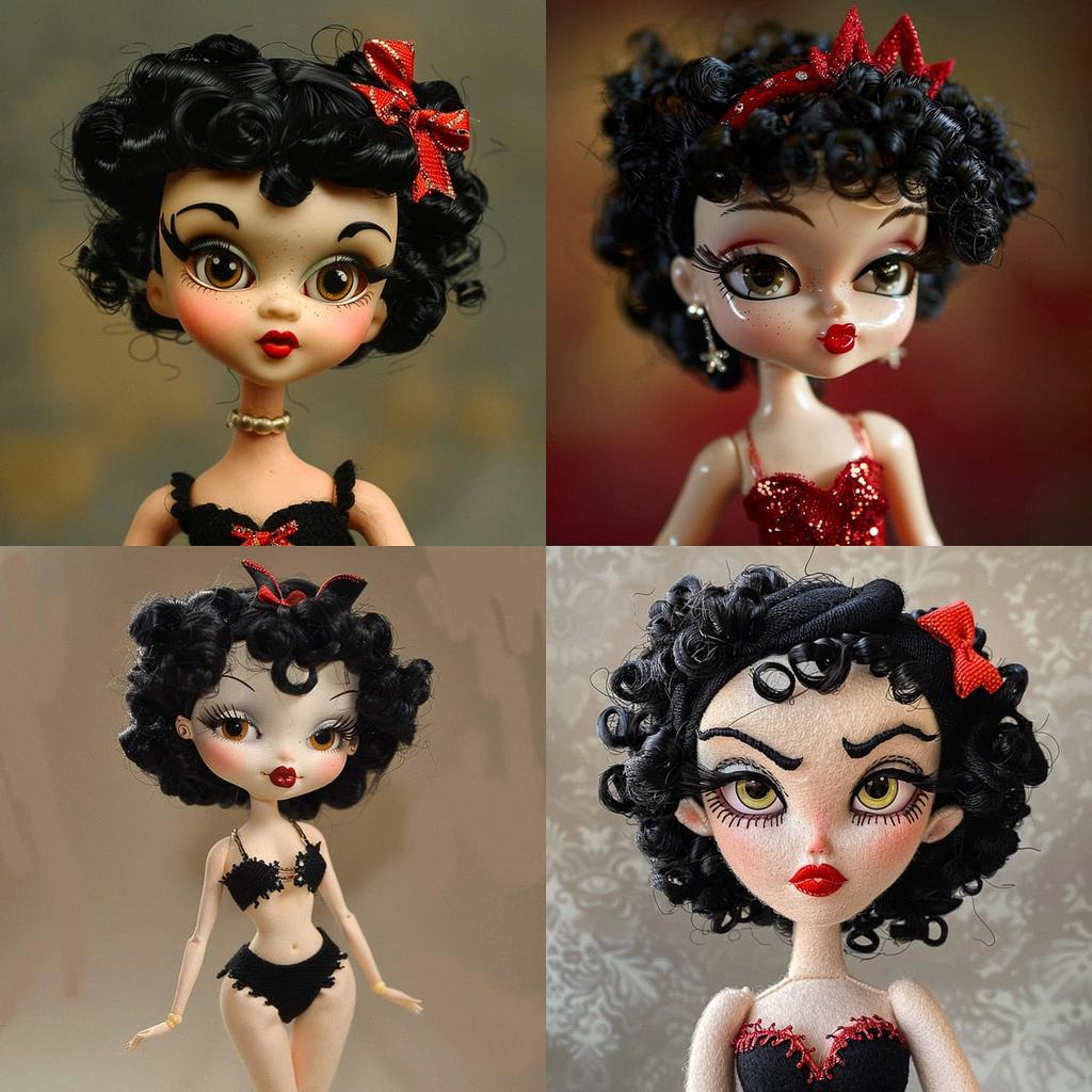 Betty Boop doll style, Midjourney V6, render 1 of 4