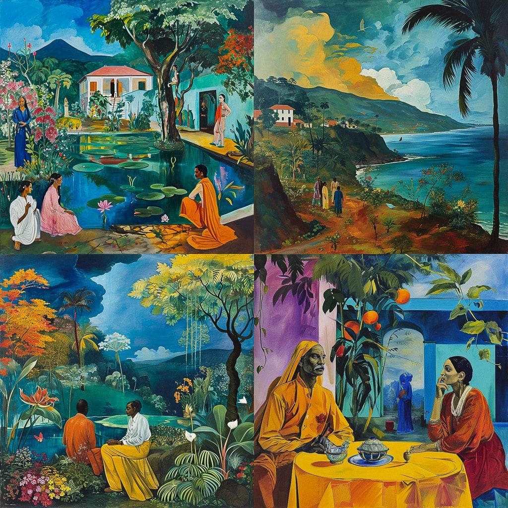 Bhupen Khakhar style, Midjourney V6, render 1 of 4