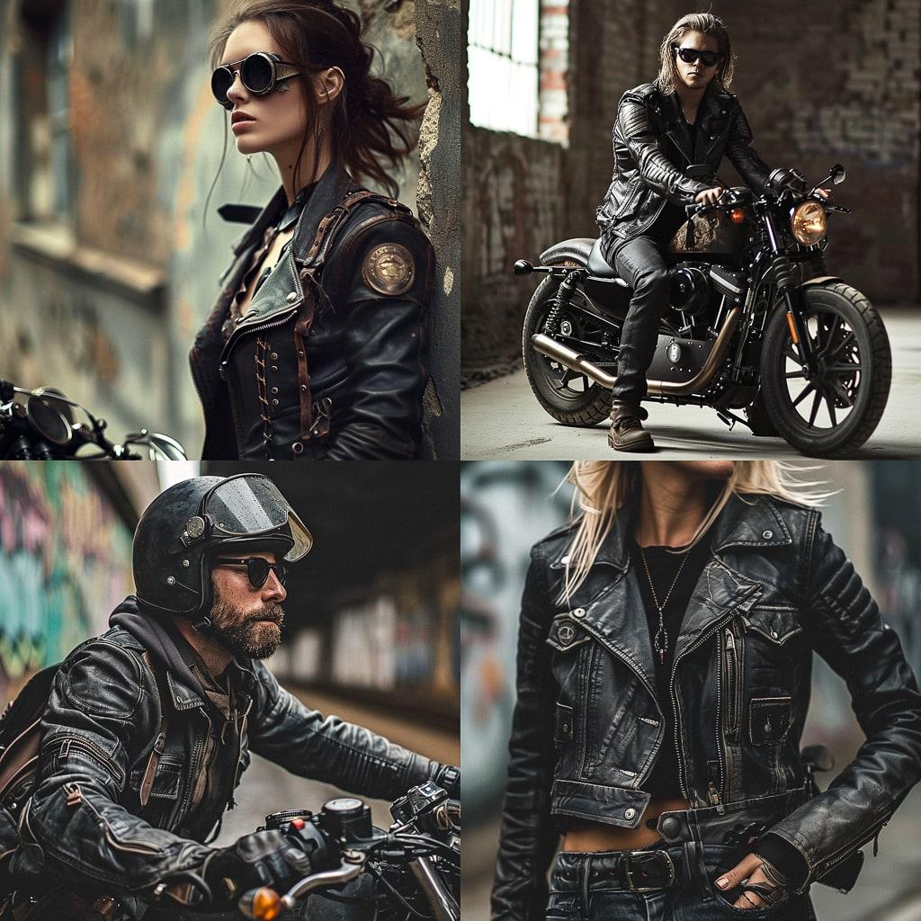 Biker fashion style, Midjourney V6, render 1 of 4