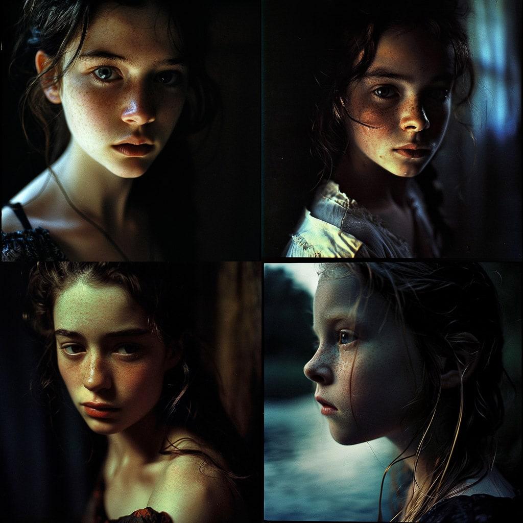 Bill Henson style, Midjourney V6, render 1 of 4